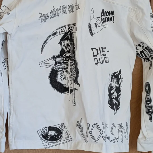 Volcom Tattoo Shacket Shirt Streetwear Skater  Denim Painted Party - Picture 6 of 7